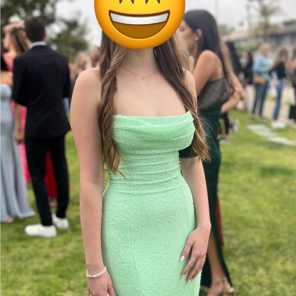 Oh Polly Palermo , Embellished Bandeau Cowl neck Maxi dress in mint . US 2 - Picture 6 of 8